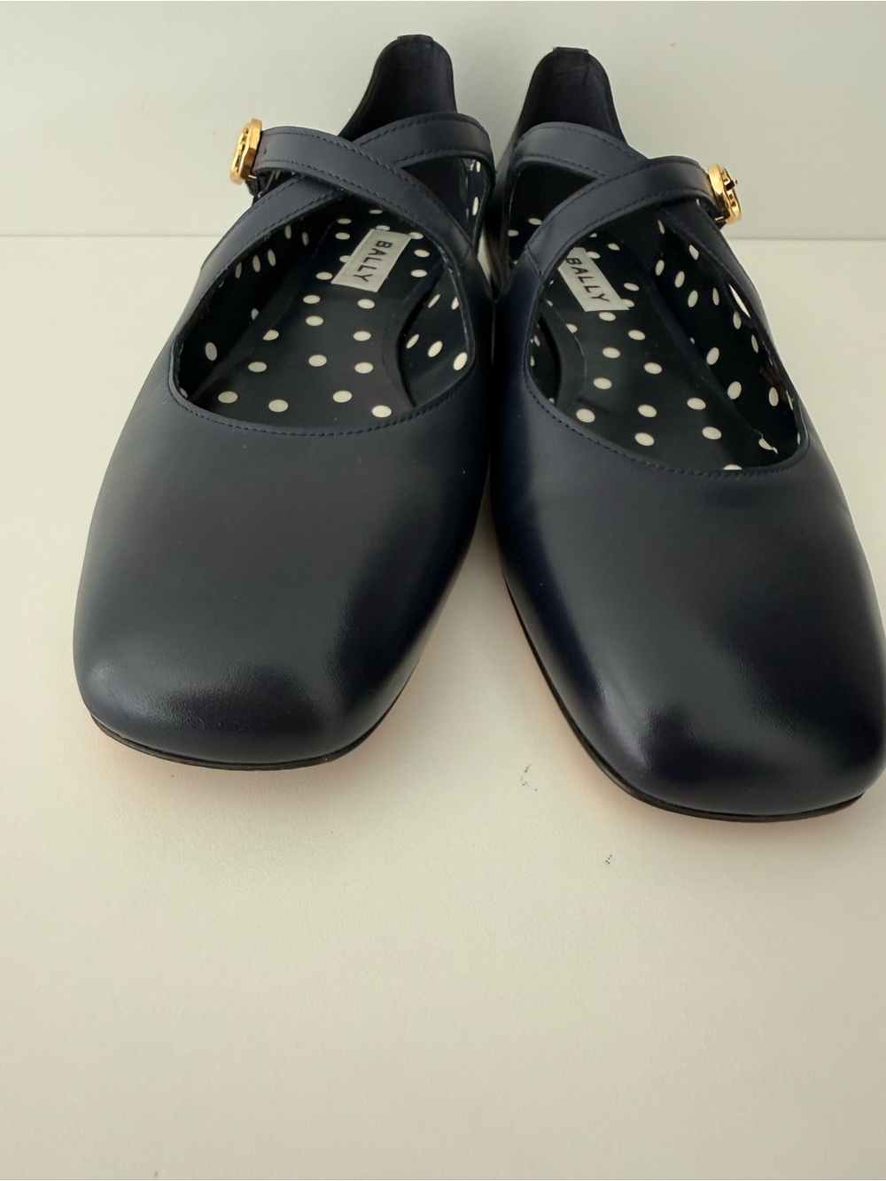 Bally Baunty Ballerina Navy Mary Jane Flats with Polka Dot Insole - Picture 7 of 9